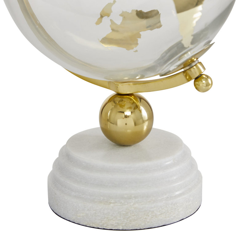 Globe terrestre en marbre éducatif / géographique avec base en marbre et base blanche