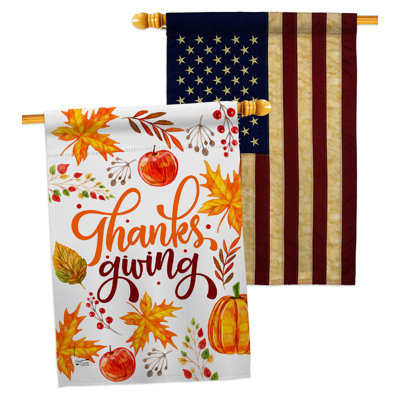 Double Sided 40'' H x 28'' W Polyester Thanksgiving House Flag