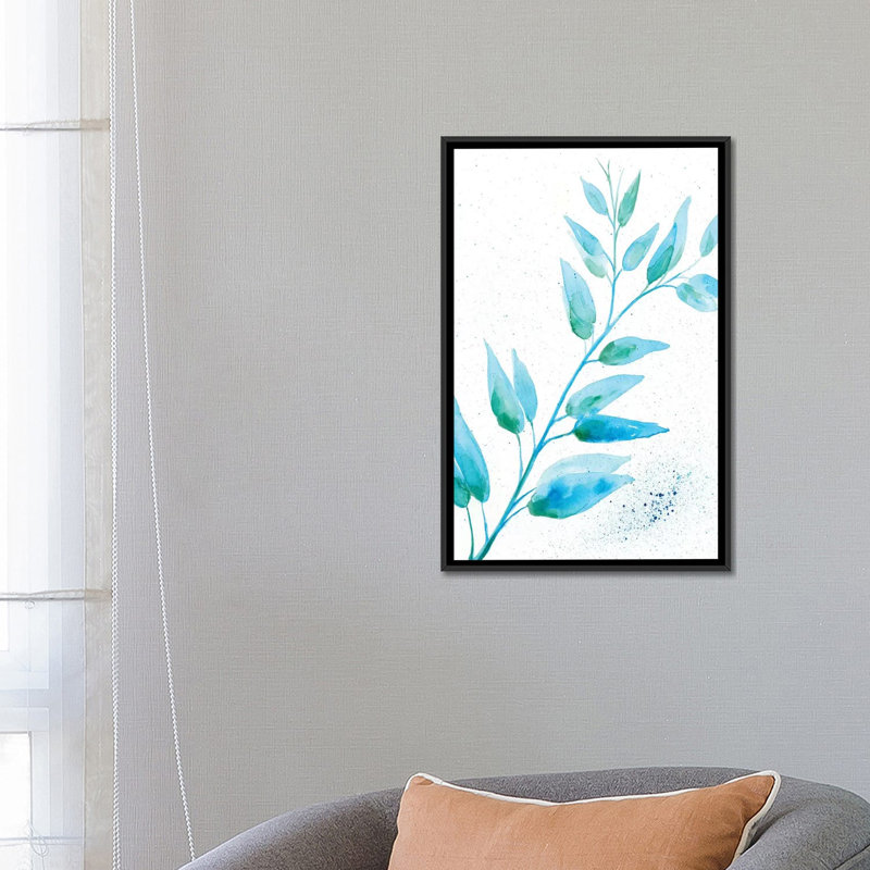 «Leaf Sunshine I», impression sur toile, H 26 po x l 18 po x P 1,5 po, Toile avec cadre noir, Pas de tapis