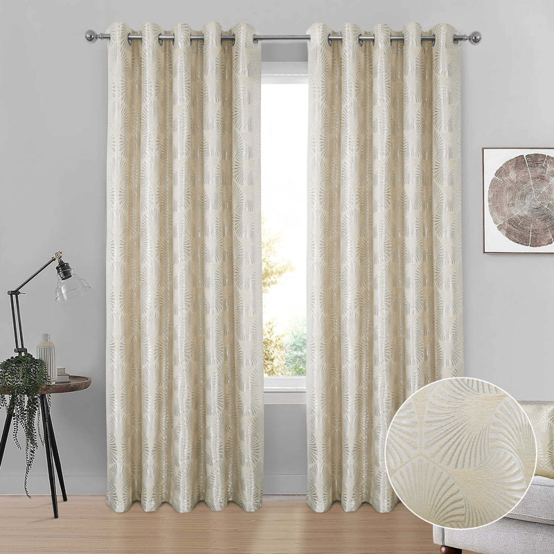 Anthe Semi Sheer Curtain Pair, Cream, 165 W x 137 D cm