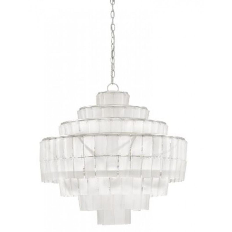 Lustre Venetian, Gris fumée clair, Feuille d'or, 18" Diameter x 15" Height