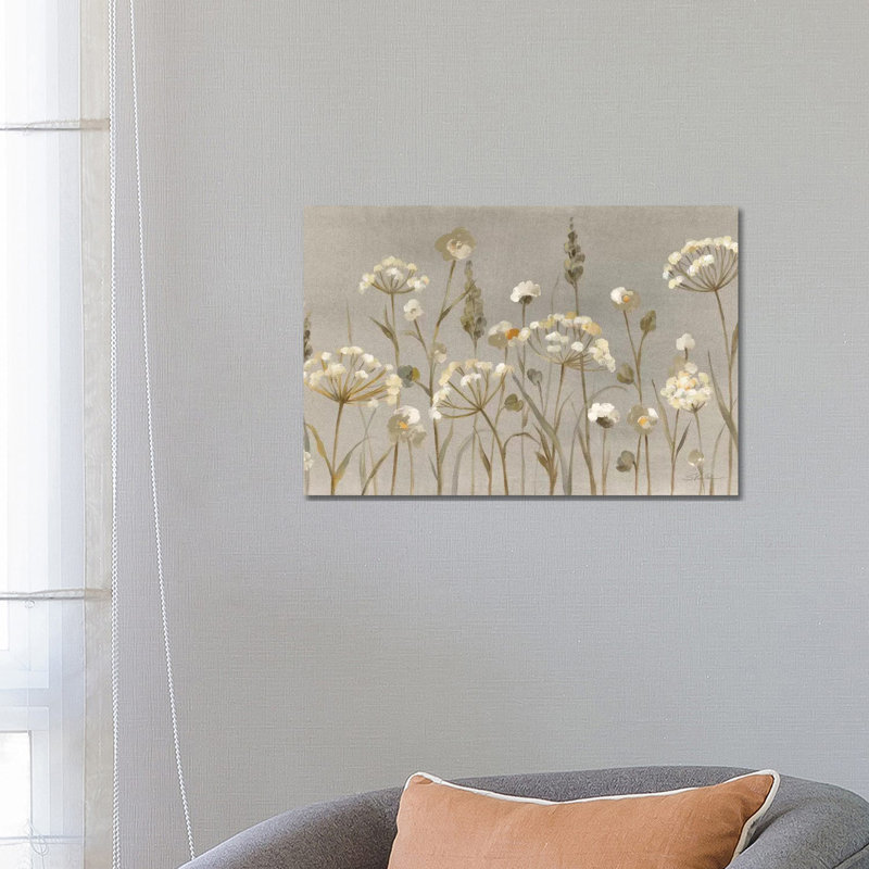 «Delicate Garden Neutral» par Silvia Vassileva - impression, Toile tendue, H 32 po x l 48 po x P 1,5 po, Aucun mat