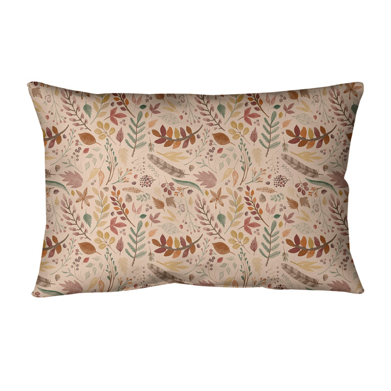 Coussin lombaire 14 po, Crème foncé / vert / brun