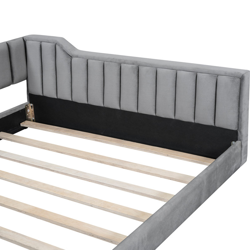 Full Xl Sized Velvet Daybed In Gray With Side Pocket - Versatile For Different Occasions No Box Spring Easy Assembly Storage Ideal Daily Comfort Process