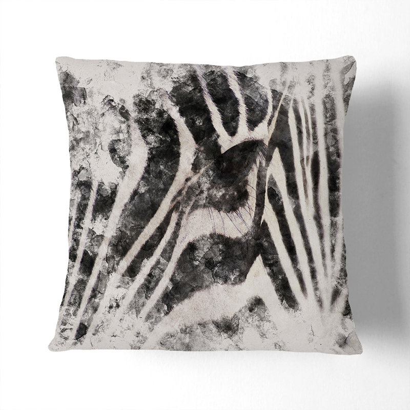 Zebra Vol.4 Watercolour Square Throw Cushion, Black, 40cm H x 40cm W x 15cm D