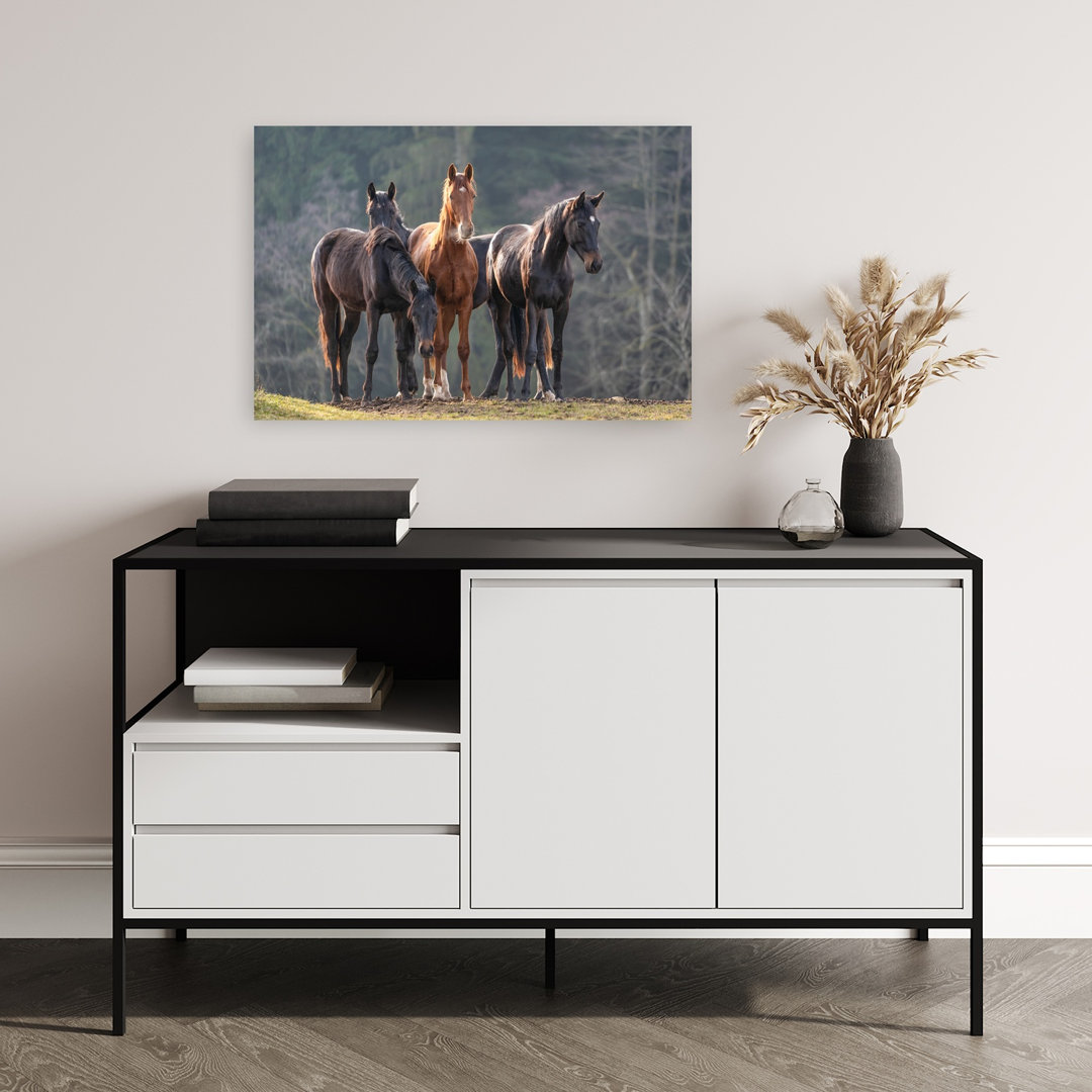 Majestic Horse Herd Peaceful Serene Tranquil Horse Forest Nature Wall Art Print