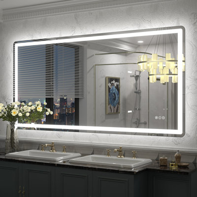 Aevar UL Certified Front & Back LED Anti-Fog Tempered Glass Bathroom/Vanity Mirror with 3-Year Warranty