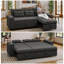 Canapé-lit convertible 3 en 1 avec lit escamotable et dossier inclinable, canapé modulaire en L avec méridienne, larges accoudoirs de rangement et poches latérales pour le salon-566539131