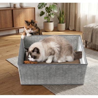 Grand griffoir pour chat en carton, paquet de 3 avec boîte, bloc-notes réversible, 16,5 po x 11,7 po