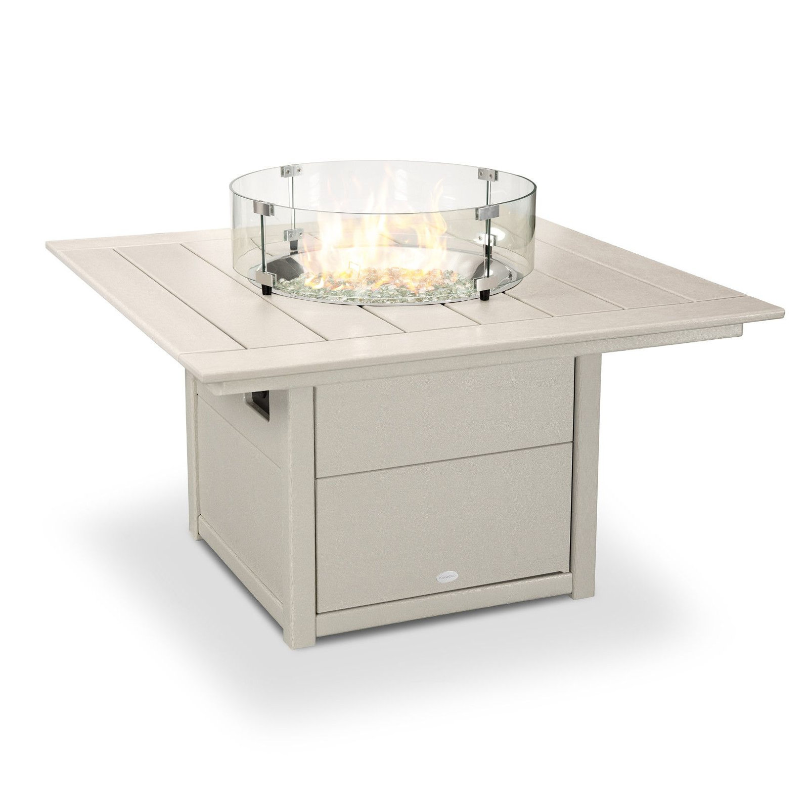 POLYWOOD® Square 42" Fire Pit Table, Sand