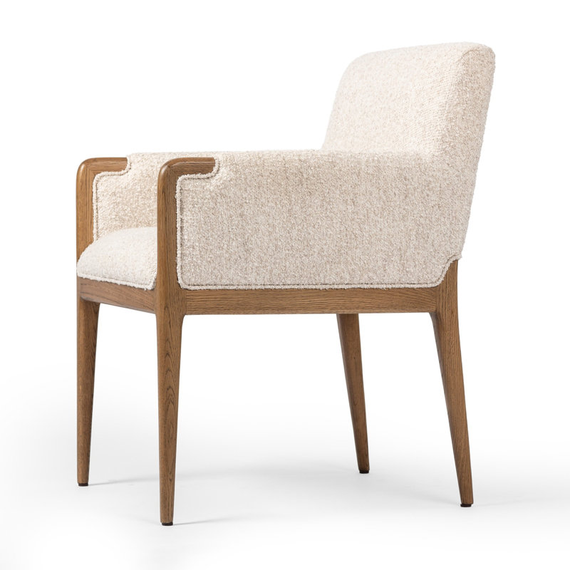 Ledger Upholstered Arm Chair, Cream Polyester Blend