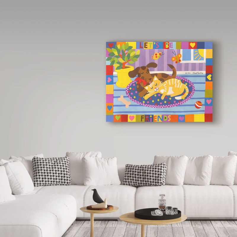 Art sur toile « laisse des amis », H 14 po x l 19 po x P 2 po