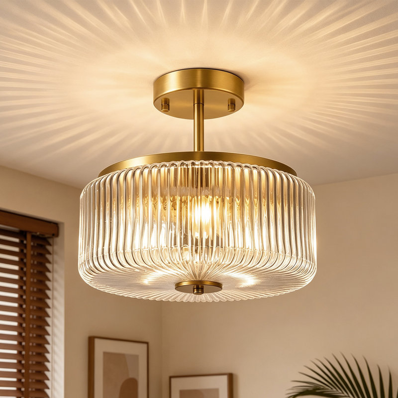 11.8in Vintage 3 - Light Semi Flush Mount Ceiling Light