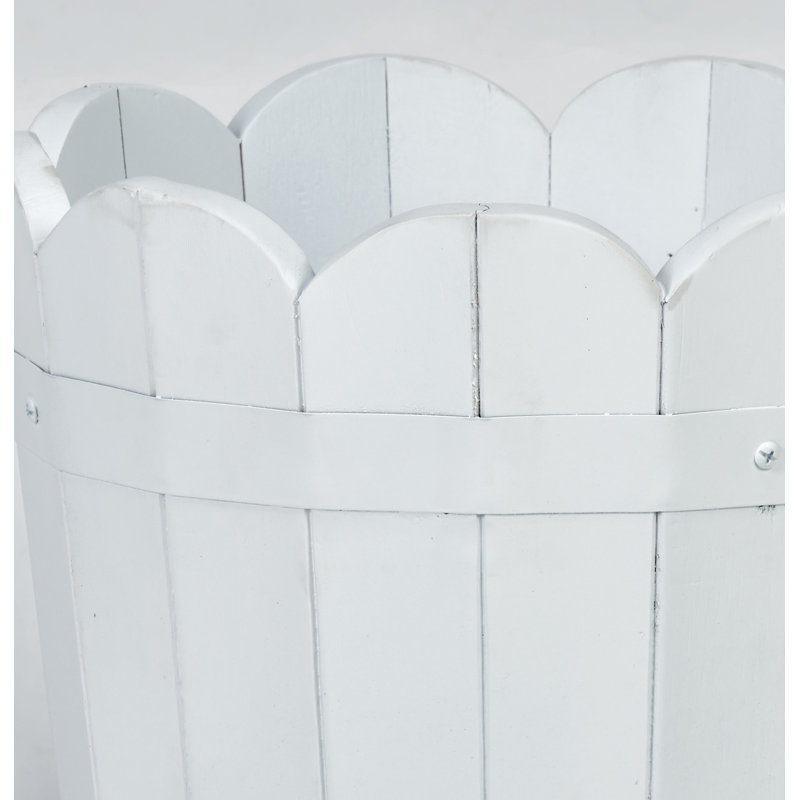 Pot à fleurs en baril Padminie, Blanc, H 9 po x l 10,5 po x P 10,5 po