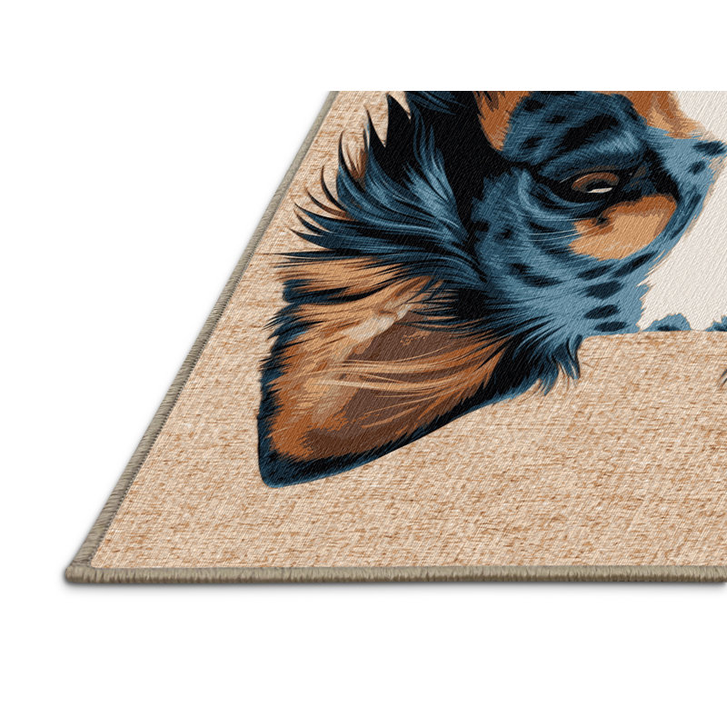 Washable Australian Shepherd Dogs Area Rug, Square 3'