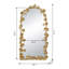 Miroir mural pleine longueur arqué avec des accents de feuille d'or, miroir décoratif pour la chambre à coucher de salon