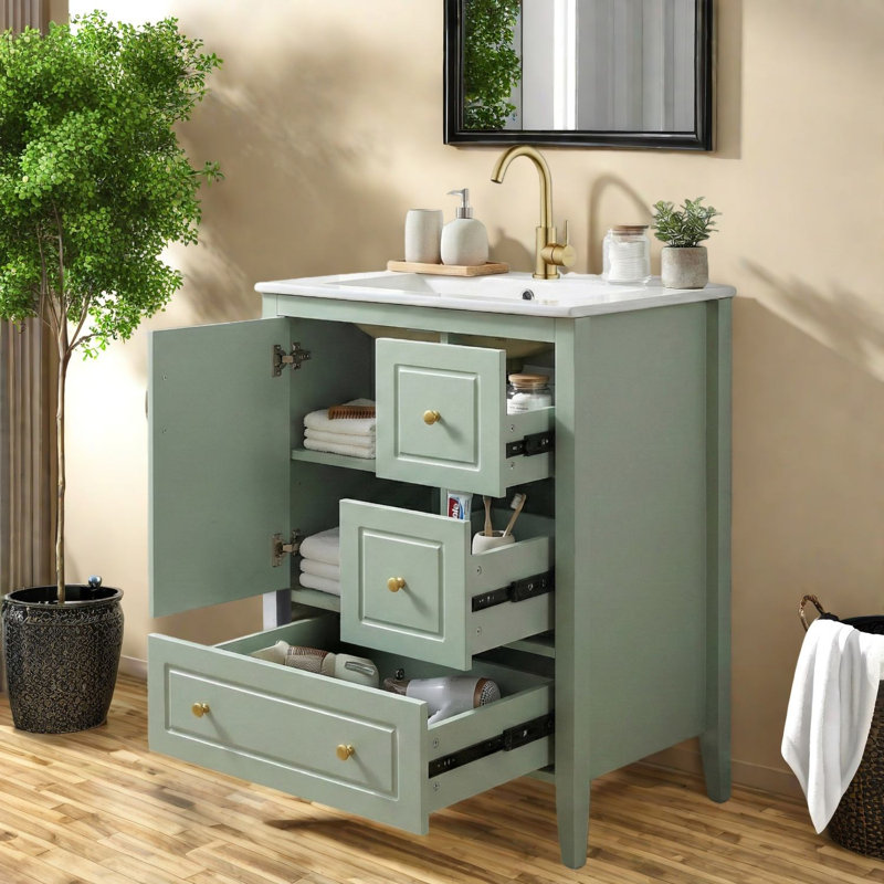 Armoire de meuble-lavabo et lavabo pouces en bois