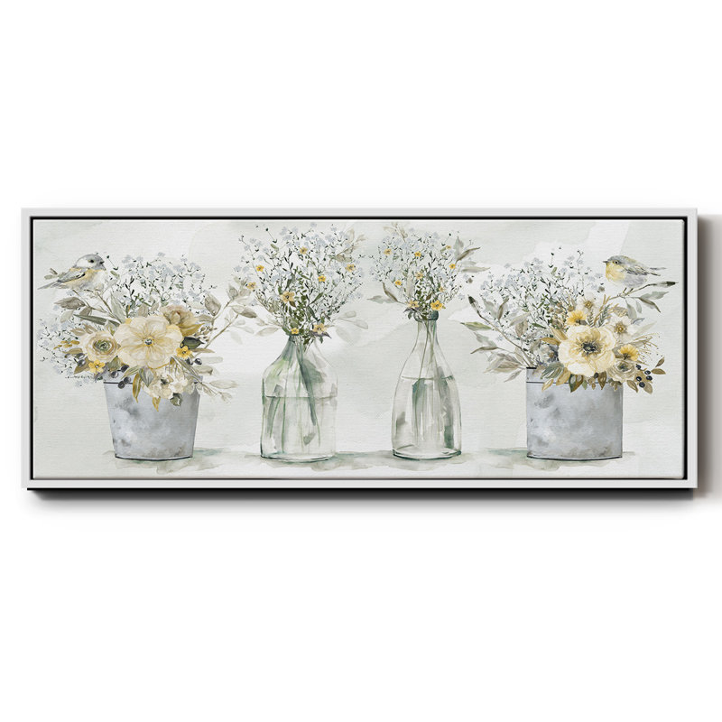 Farmhouse Bouquets- Framed Canvas, 8" H x 20" W