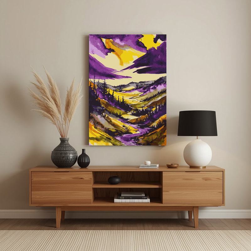 «Watercolor Landscape 92», art mural en métal mauve, H 24 po x l 20 po