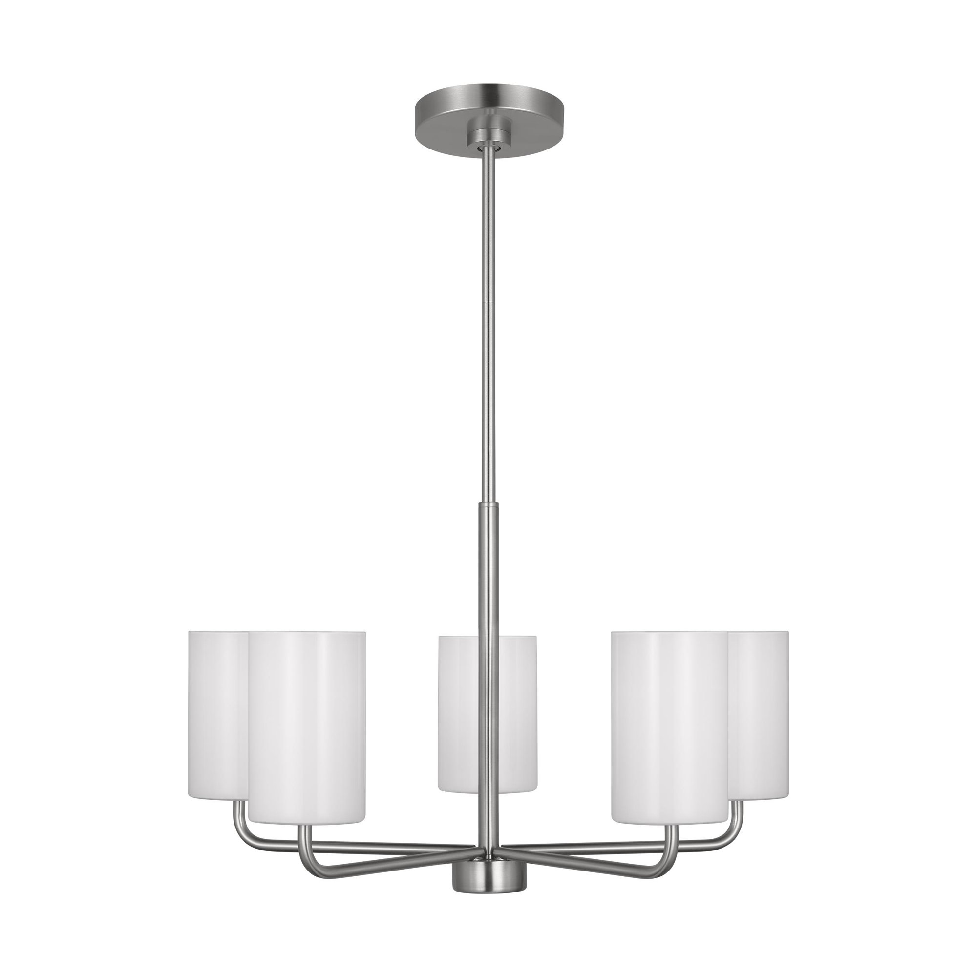 5 - Light Metal Dimmable Shaded / Spider Chandelier, Brushed Nickel, No