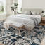 Tapis décoratif à motif de feuilles douces et botaniques - lavable, pliable, antidérapant, résistant aux marques et doux tapis décoratif en fausse laine - pour le salon, la chambre à coucher, la cuisine - teinte bleue, 8 x 10 pi-129391094-129391096