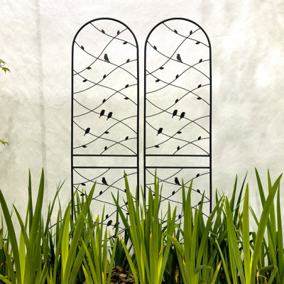 Treillis en métal 86,7 po x 19,7 po antirouille pour plantes, support de jardin extérieur, haricots noirs, treillis de fleurs