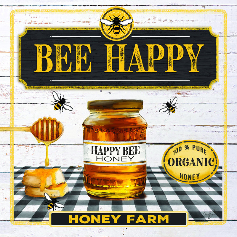 «Honey» par Mollie B. - Imprimé, L 30 po x H 30 po, Oui, Papier avec cadre photo noyer