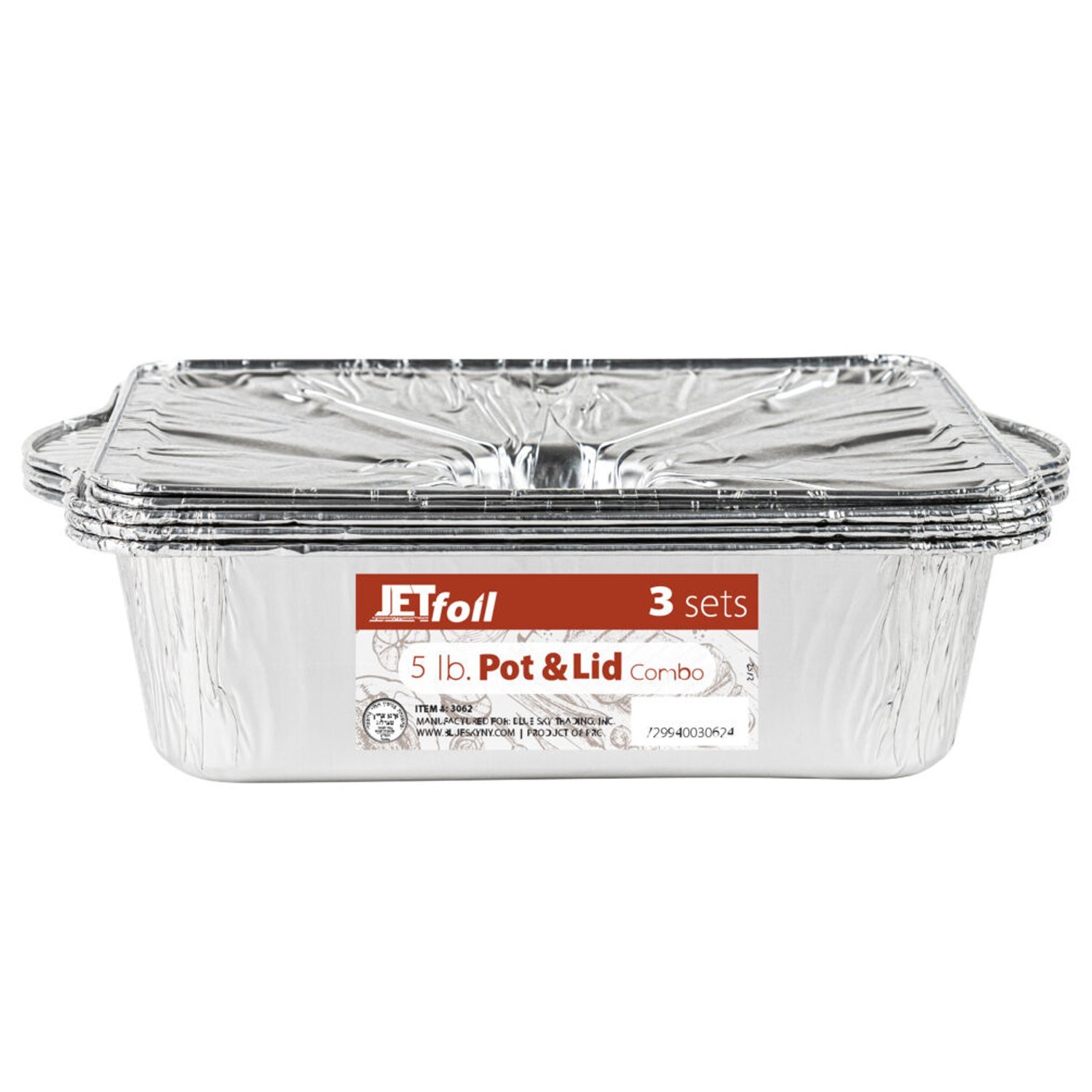Jet Foil Disposable Aluminum Large Rectangle Pots with Lids Combo