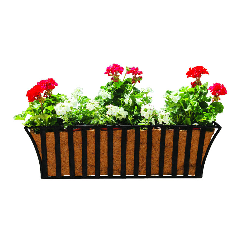 Riggle Handmade Metal Railing Planter, 9" H x 30" W x 9" D, Rusty bronze