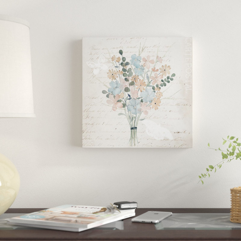 « fleurs pastel i », impression sur toile, H 12 po x l 12 po x P 0,75 po, Toile tendue, Pas de tapis