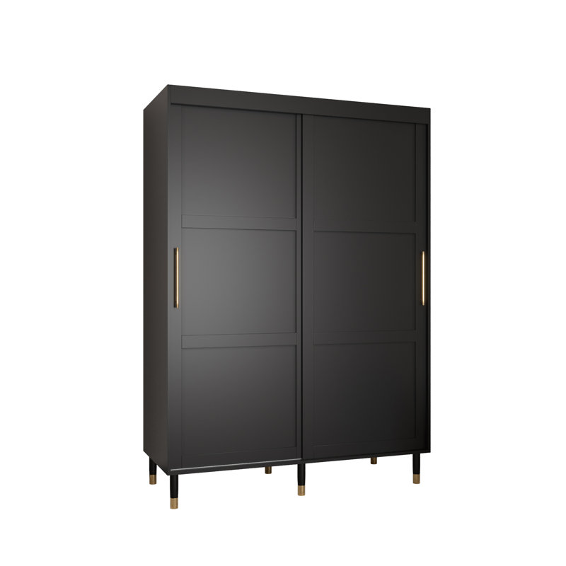 Annilyn 2 Door Wardrobe, 208cm H x 150cm W x 62cm D, Black Matt