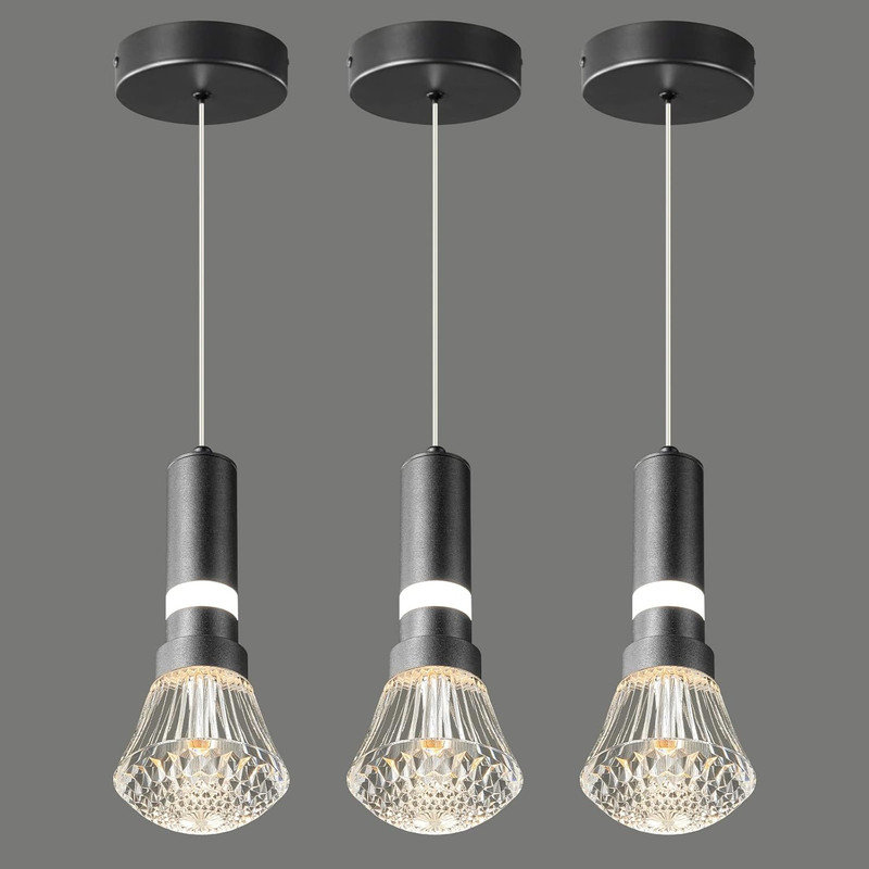 Petit luminaire suspendu pour chambre à coucher pour îlot de cuisine Bar dans le couloir, entrée, barre à intensité variable, luminaires de cuisine, mini-luminaires suspendus au plafond (paquet de 3)