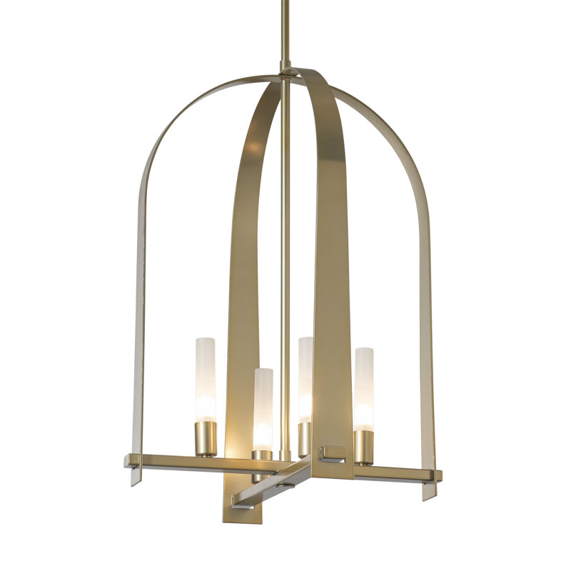 Triomphe 4 - Light Lantern Geometric Chandelier, Modern Brass