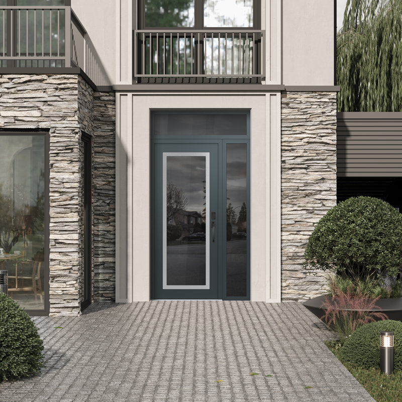 Clé gauche 52 po X 96 po Panneau de porte en verre argenté anthracite et anthracite, Gauche, L 53,25 po x H 95,69 po