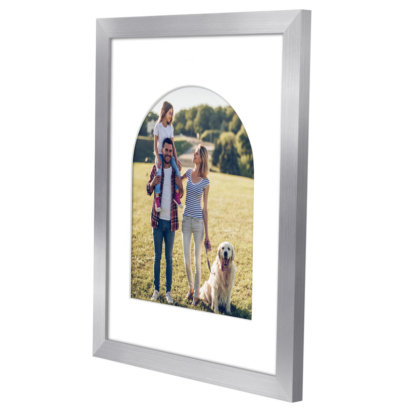 Cadre photo avec tapis en forme d'arche - Idéal pour toute pièce, salon, dortoir, Argent argent, 11 po x 14 po