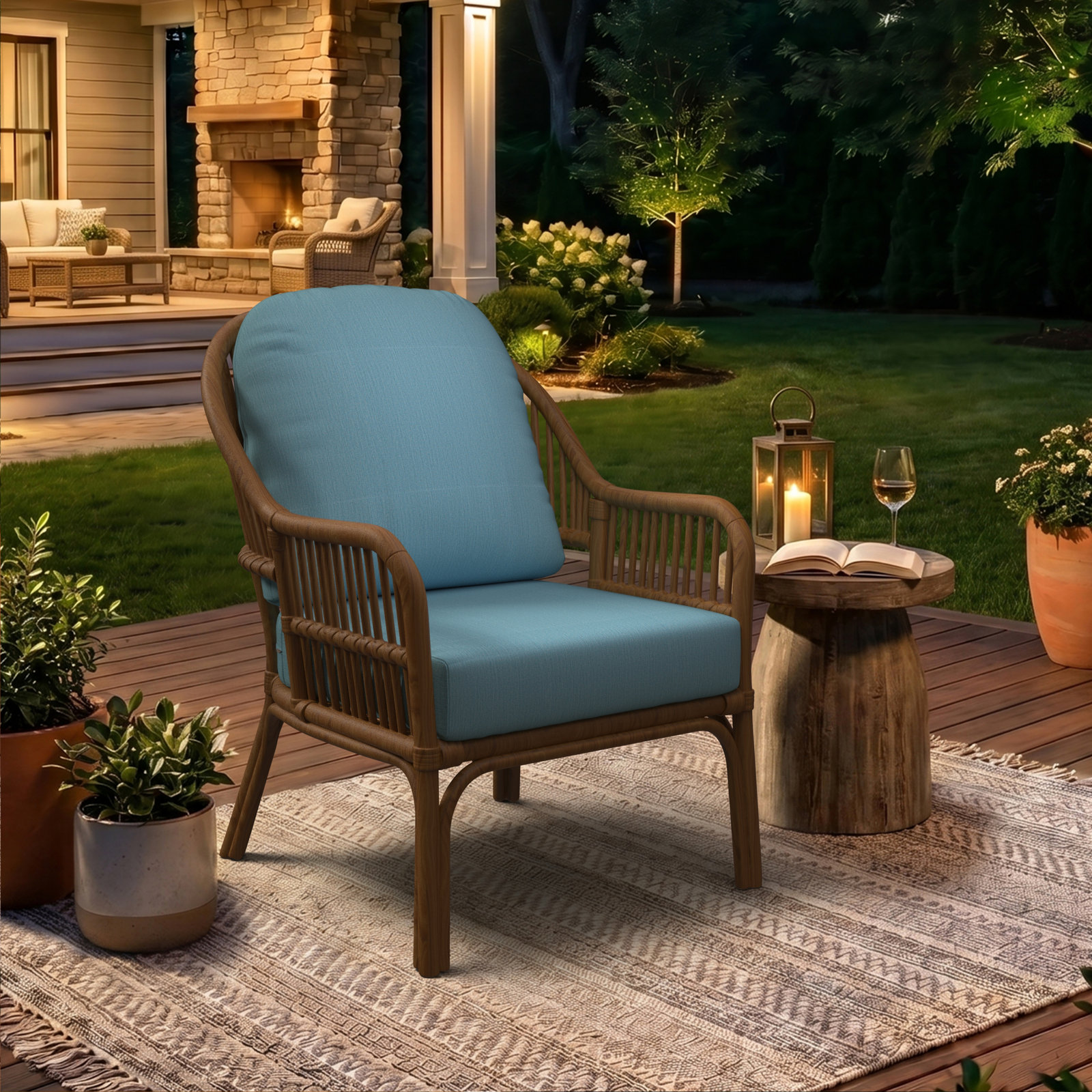 Amala Outdoor Sunbrella® Seat/Back Cushion, Cast Horizon Sunbrella® Plainweave