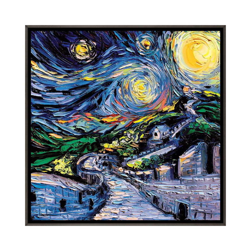 Reproduction d’art, « Van Gogh never saw the Great Wall » par aja Trèves, H 18 po x l 18 po x 1,5 po, Pas de tapis