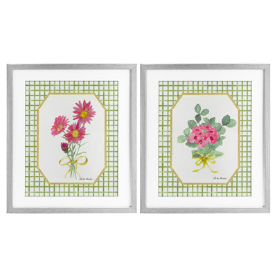 Ensemble de 2 reproductions encadrées sous-verre Cottage Botanical Story, par Lee Ann Sanders