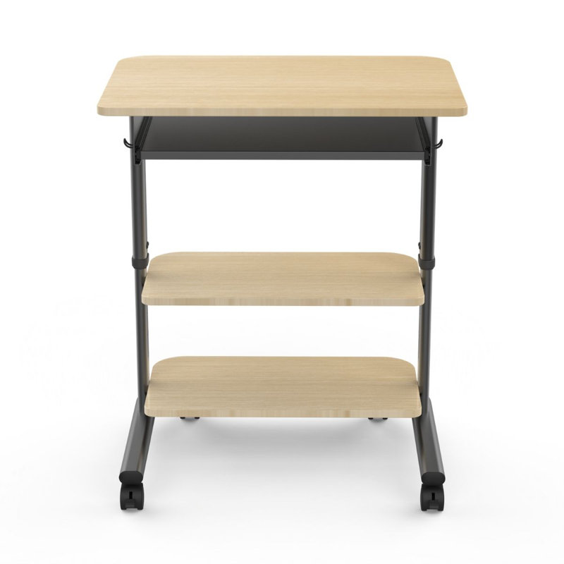 Antum 45.9'' H x 28.4'' W Laptop Cart with Wheels, White Oak/Charcoal