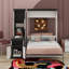 Lit escamotable double avec bureau, tablettes de rangement et armoires
