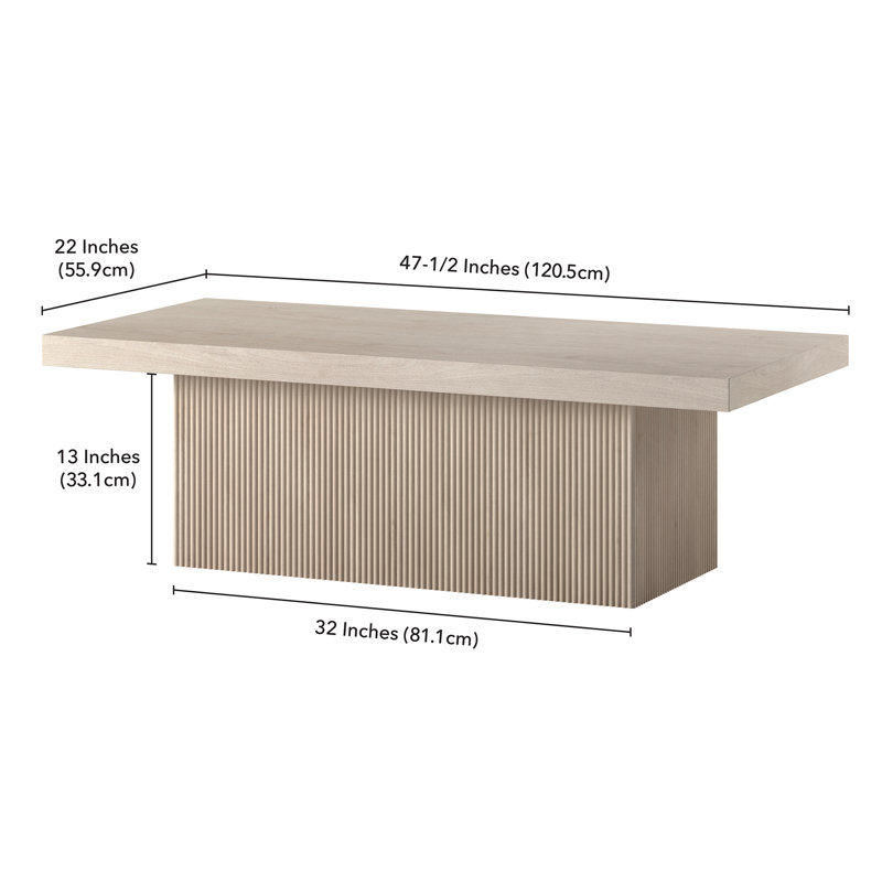 Karyme 48" Wide Rectangular Coffee Table, Alder White