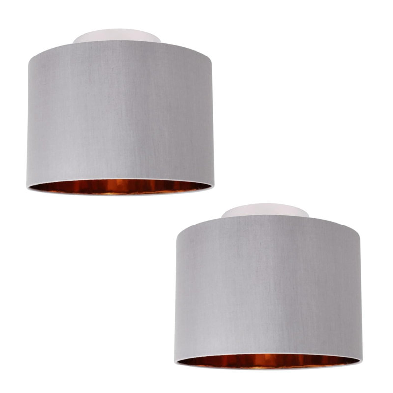Feliscia Fabric Semi Flush Mount, Grey/Copper