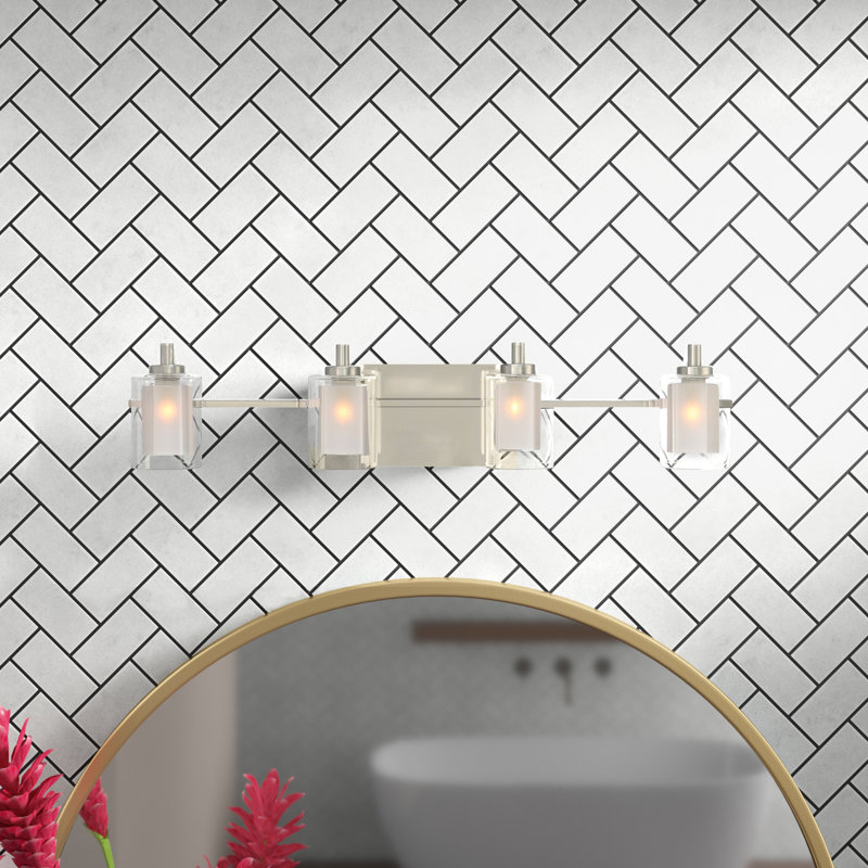 Éclairage pour meuble-lavabo à intensité variable Wenzel, Nickel brossé