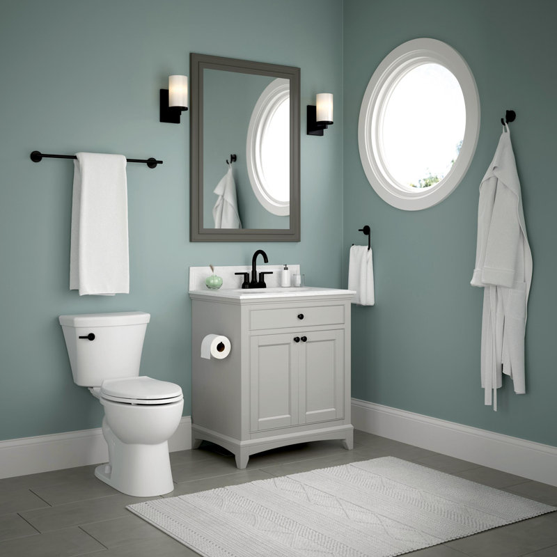 Trinsic Wall Mount Single Post Toilet Paper Holder Bath Hardware Accessory, Matte Black