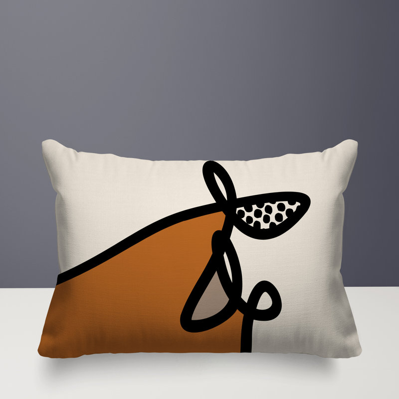 Coussin lombaire réversible intérieur / extérieur Jai Abstract, H 14 po x l 20 po, Orange brûlé