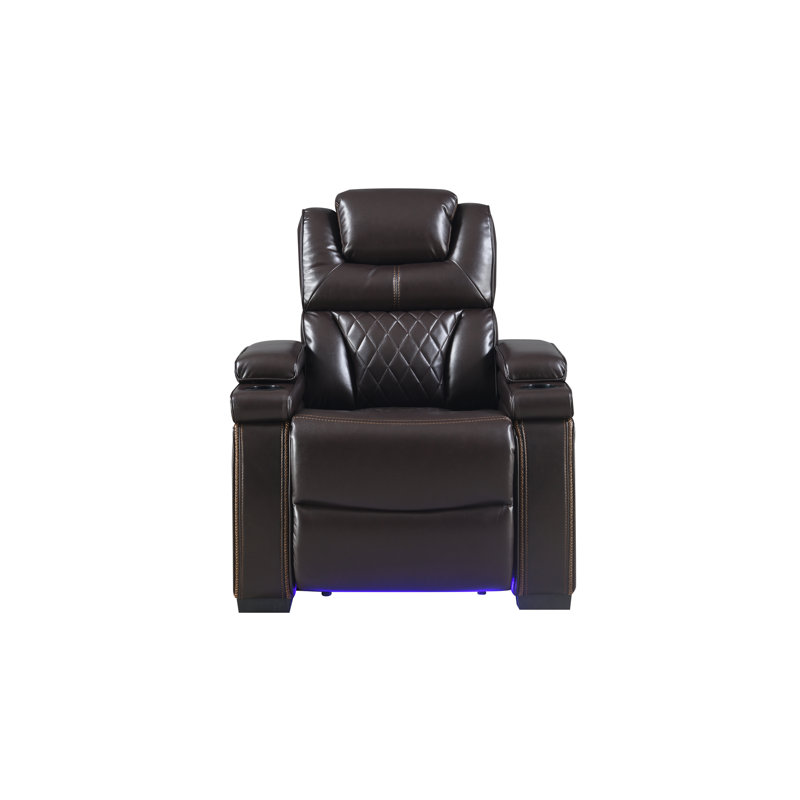 Fauteuil inclinable Akenzie, Cuir véritable brun