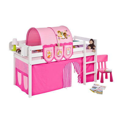 Filly Single Mid Sleeper Loft Bed with Curtain