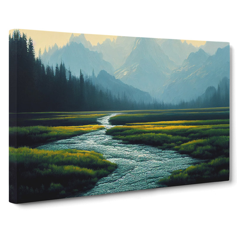 Forest River Path Vol.3 - Wrapped Canvas Painting, 35cm H x 50cm W x 3cm D