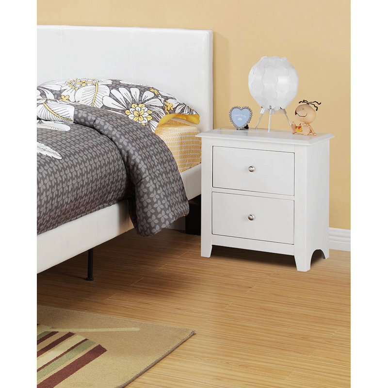 Bedroom Bed Side Table 1X Nightstand White Colour Wooden 2 Drawers Table Nightstands