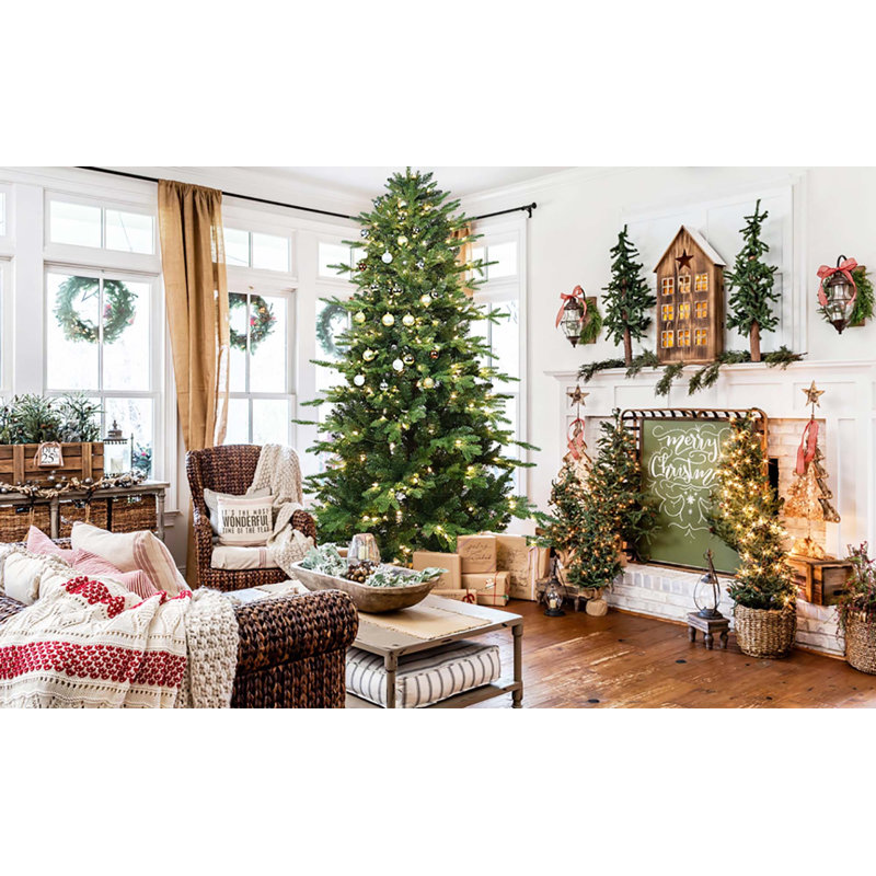   PVC + PE Arbre de Noël à charnières avec support en métal, 5', Blanc chaud